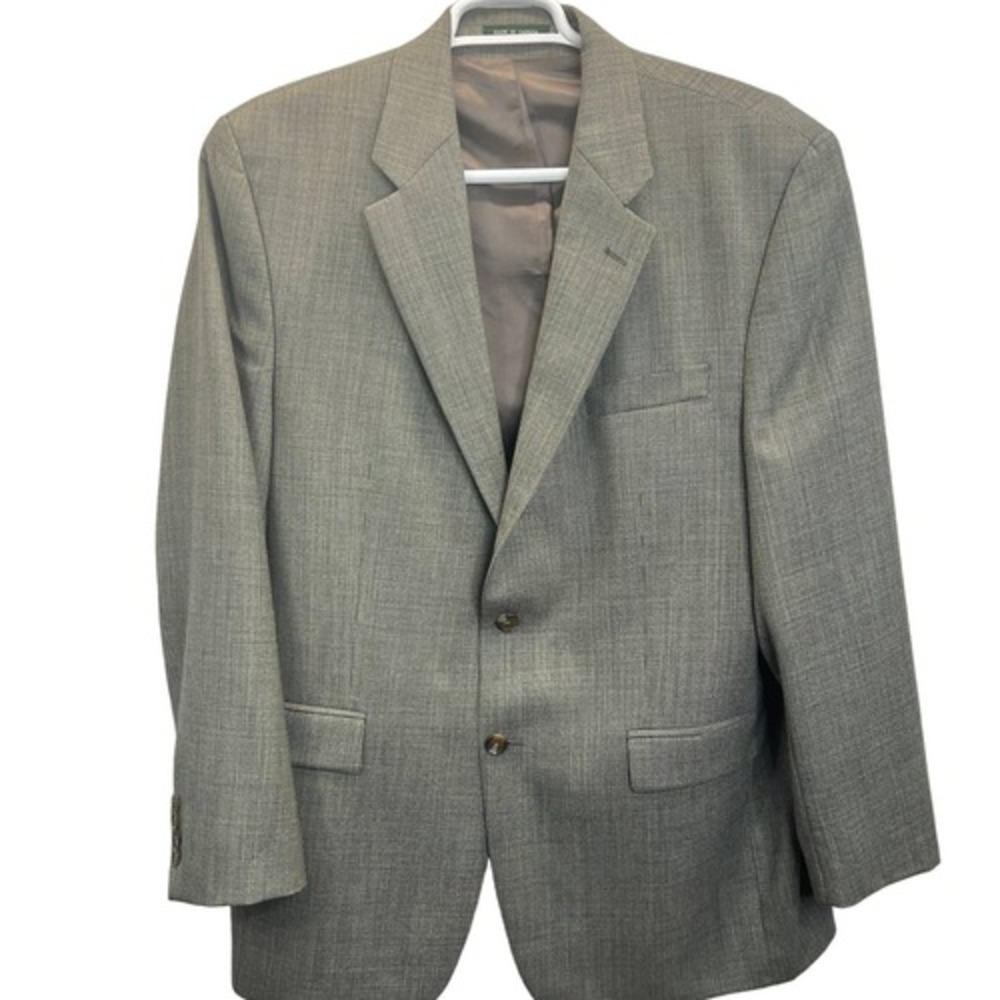 Lauren Ralph Lauren Blazer Mens 44L Grey‎ Wool Two-Button Micro-Check Sport Coat